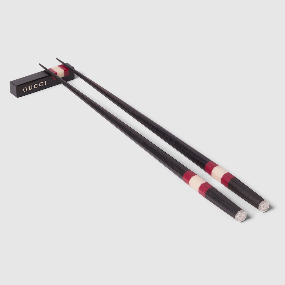 Wooden chopsticks with Web detail in ebony wood | GUCCI® US