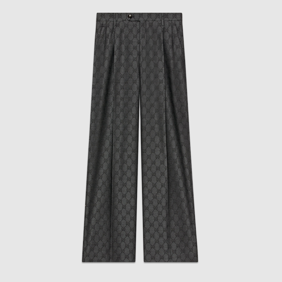 GG wool trouser in grey and black | GUCCI® AE