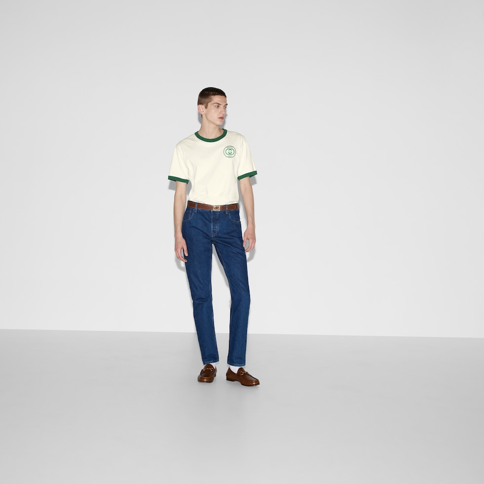GUCCI エンブロイダリー コットンジャージー Tシャツオフホワイト 