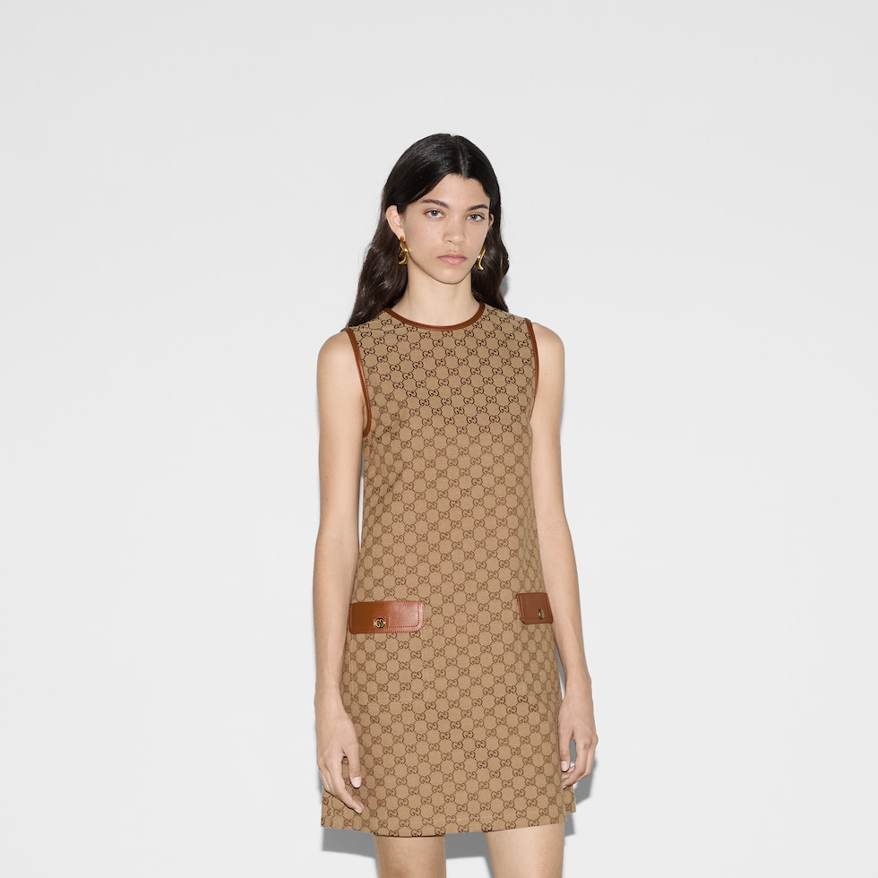 GG canvas dress in brown and beige GUCCI ZA