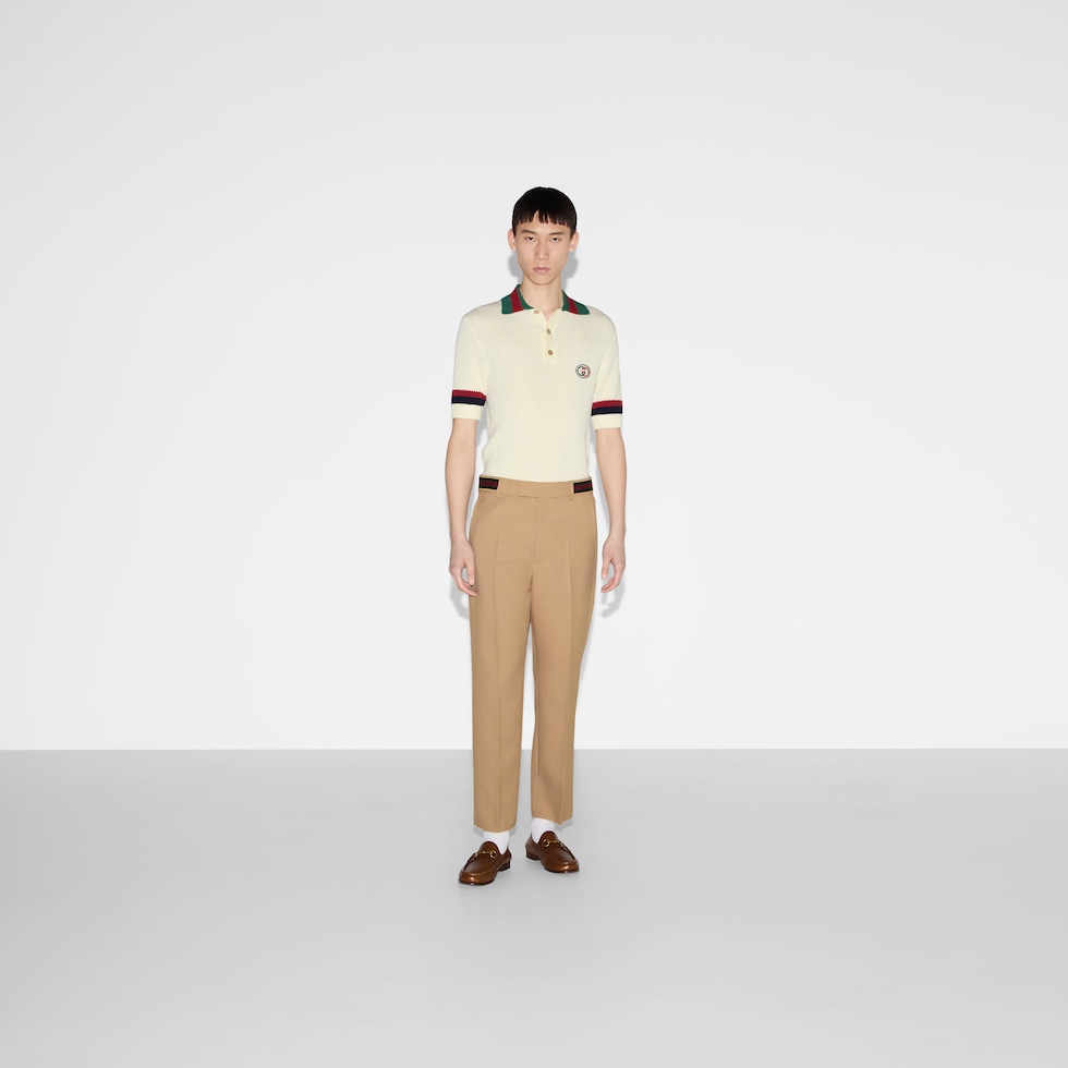 ボトムスその他 GUCCI Beige drill cotton pants with bit detail Cotton drill pants with Horsebit in beige | GUCCI® US