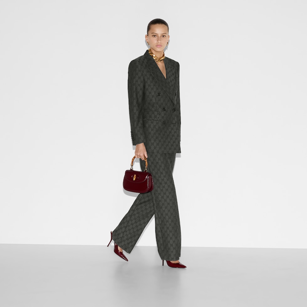 GG wool trouser in grey and black | GUCCI® AE