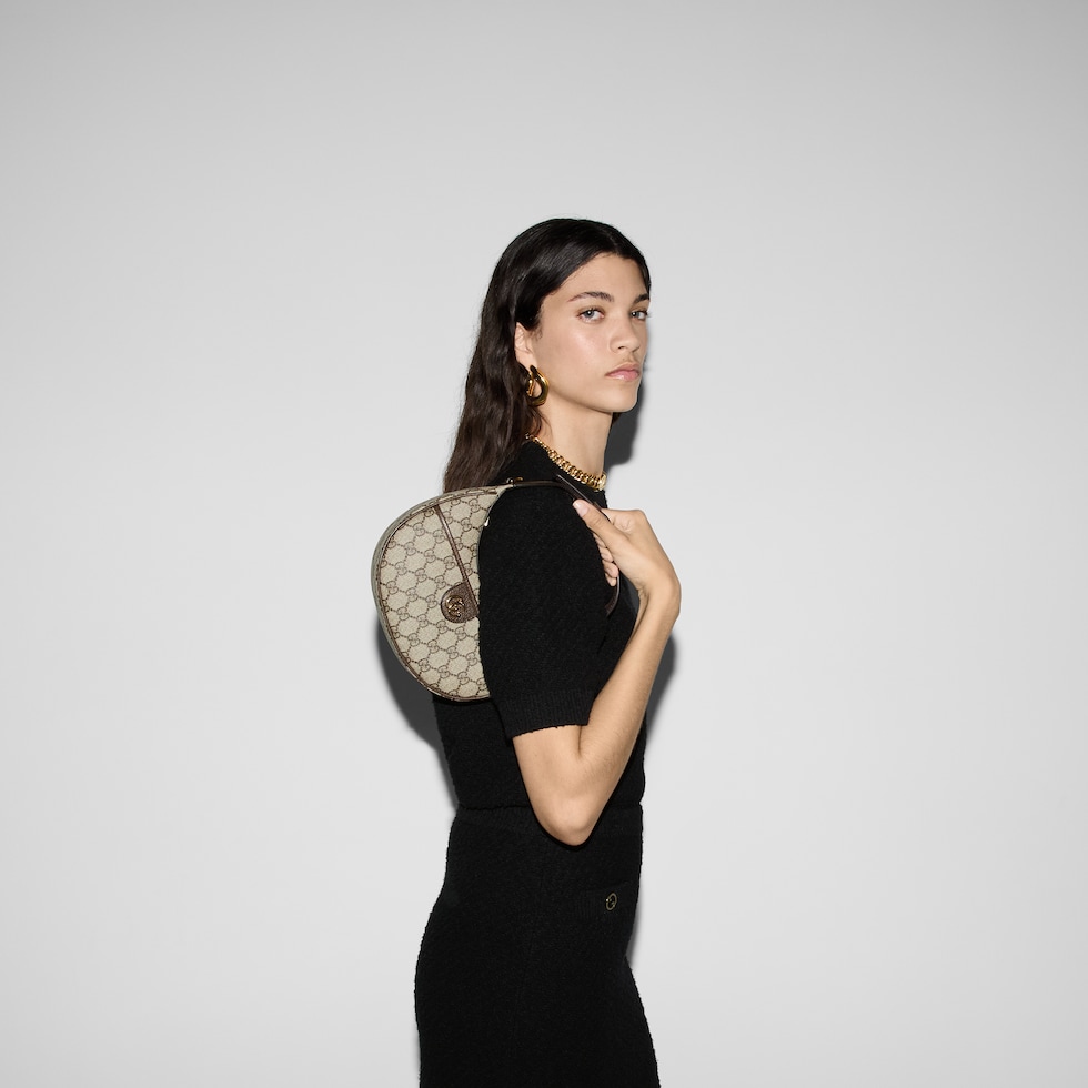 Ophidia small shoulder bag in beige and ebony GG Supreme Ophidia small shoulder bag in beige and ebony GG Supreme