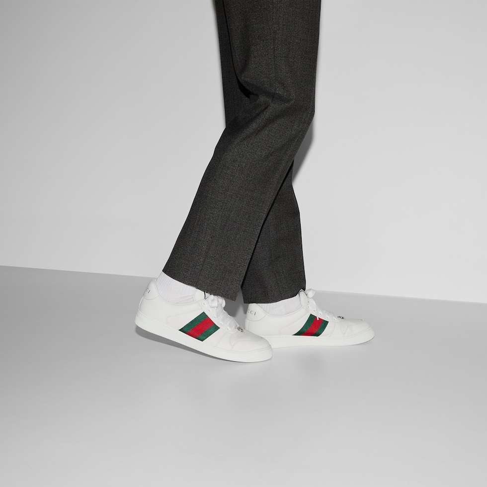 GUCCI☆関税込☆スクリーナー 装飾 ホワイト レザースニーカー スクリーナー〕メンズ スニーカーホワイト レザー | GUCCI公式