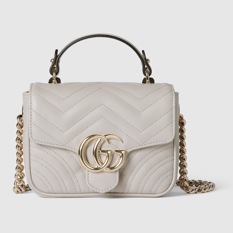 Mini sac a main GG Marmont en cuir gris clair GUCCI FR