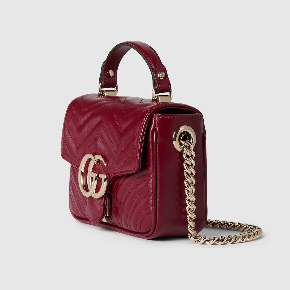 ハンドバッグ Gucci GG Marmont mini bag GG Marmont mini top handle bag in Rosso Ancora red leather