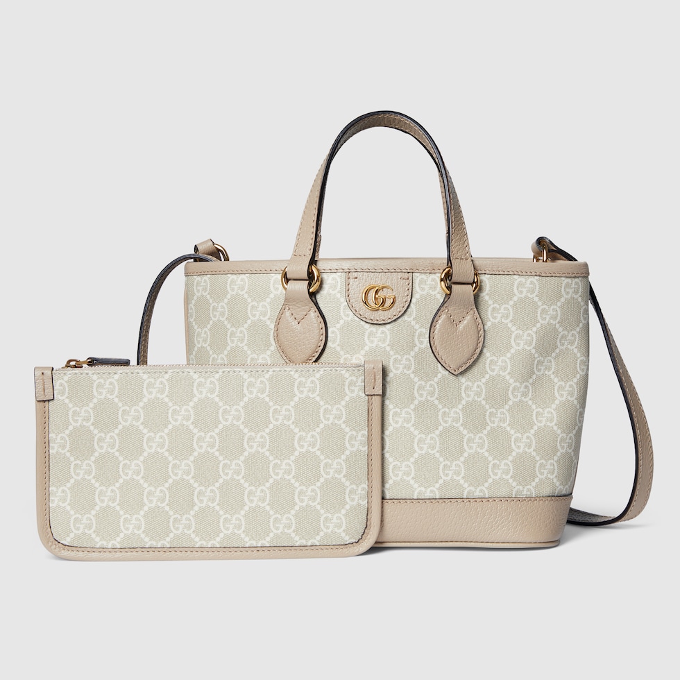 Ophidia Mini Shopper in beigefarbener und weiBer GG Supreme GUCCI DE