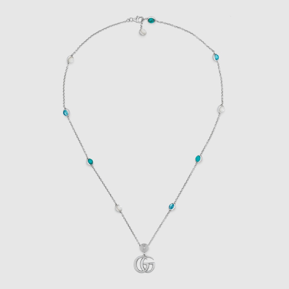 GUCCI turquoise necklace グッチ ターコイズネックレス 中古・古着通販】GUCCI (グッチ) ターコイズブルーロゴプレート