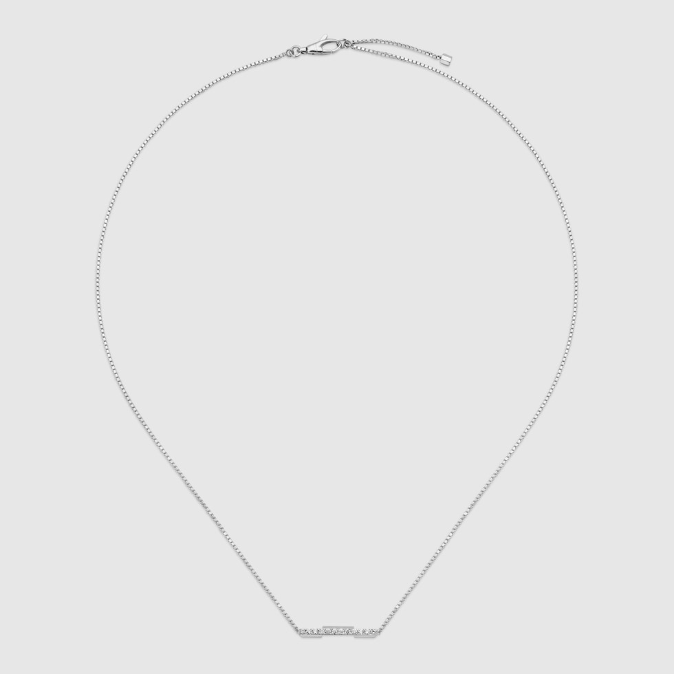 Gucci Link to Love〕ダイヤモンド付き ネックレス18K ホワイト