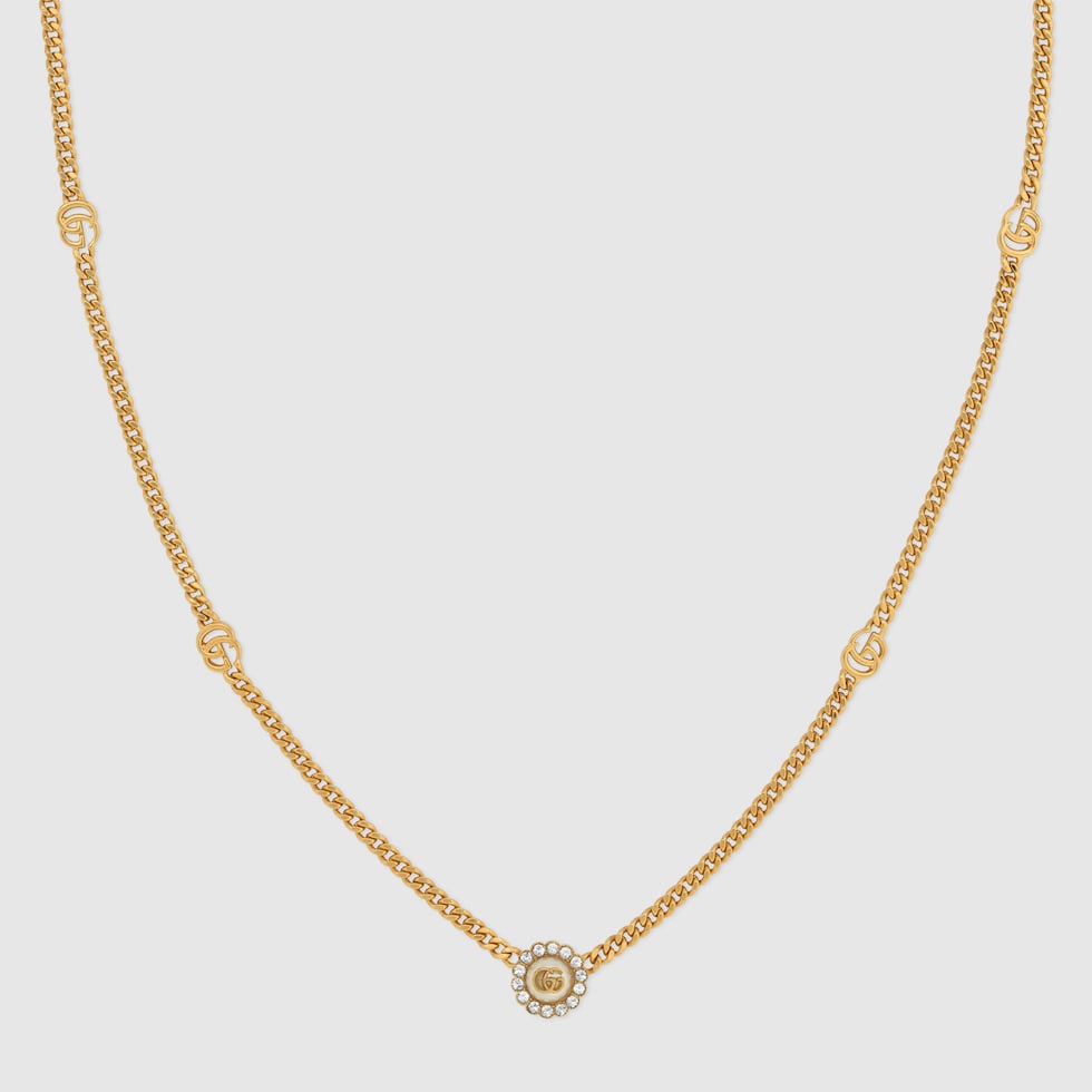 GG Marmont Double G flower necklace in gold-toned metal