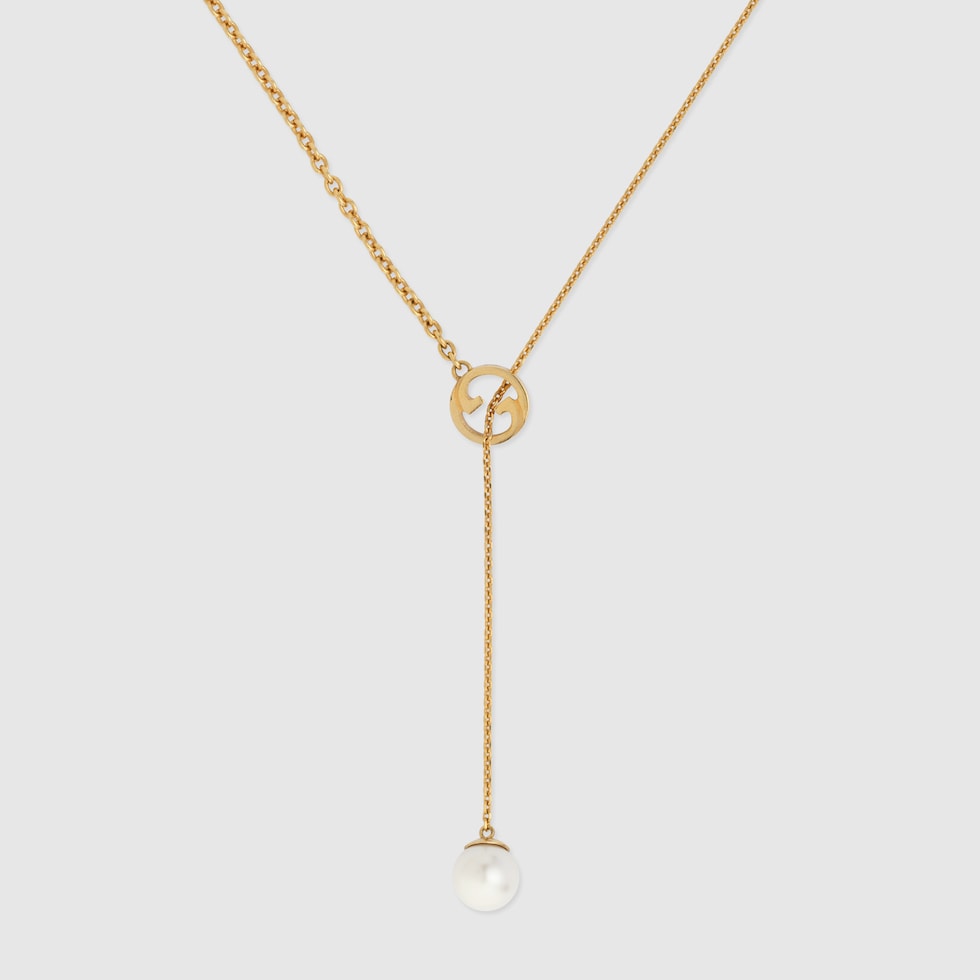 Gucci Blondie pearl drop necklace in gold-toned metal