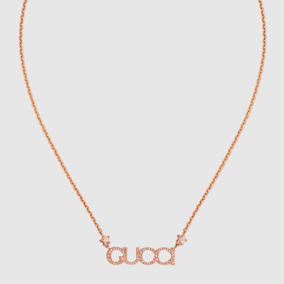 【ラマダン中】正規美品GUCCI ロゴチャーム&ネックレス ゴールド60 GUCCI” ロゴ ネックレス ・ローズゴールドトーン | GUCCI公式