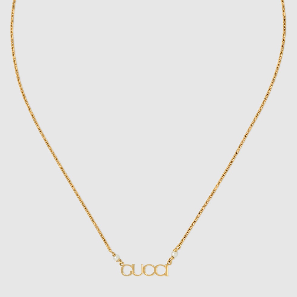 GUCCI ゴールドロゴチェーンネックレス Gucci スクリプト チェーン ネックレス ・イエローゴールド