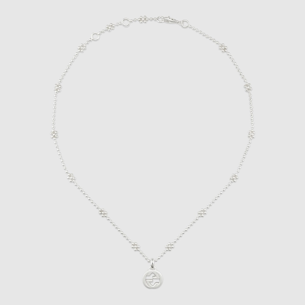 925 Sterling Silver Interlocking G Necklace With Flower