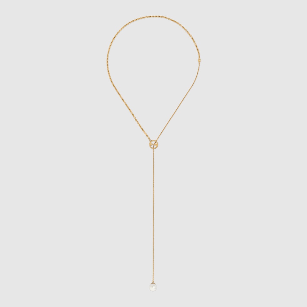 Gucci Blondie pearl drop necklace in gold-toned metal