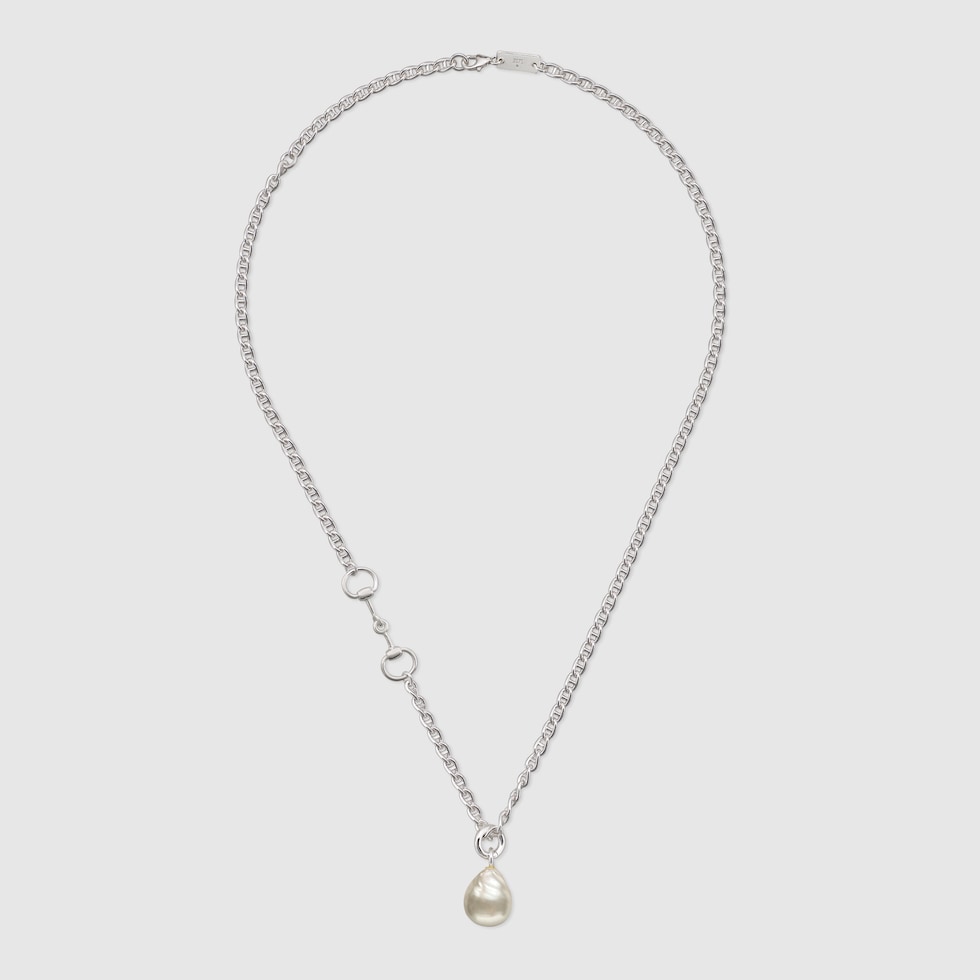 Gucci horsebit necklace silver sale