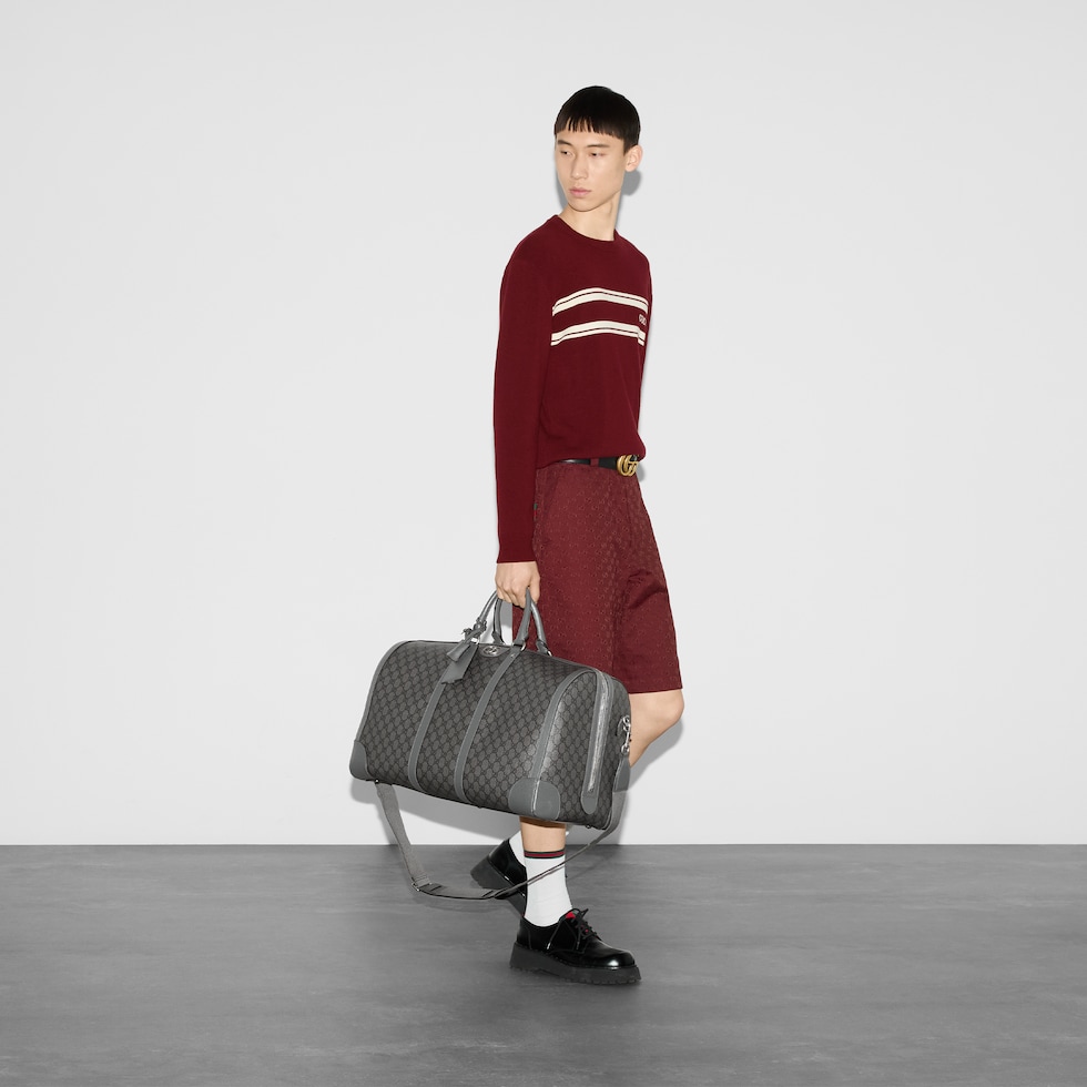 Ophidia large duffle bag in grey and black Supreme | GUCCI® US