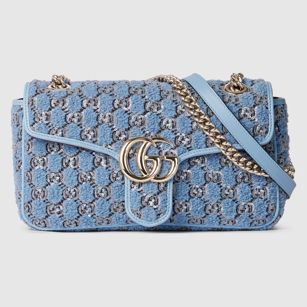 Gucci GG Marmont Small Blue Tweed Shoulder Bag GUCCI Canada