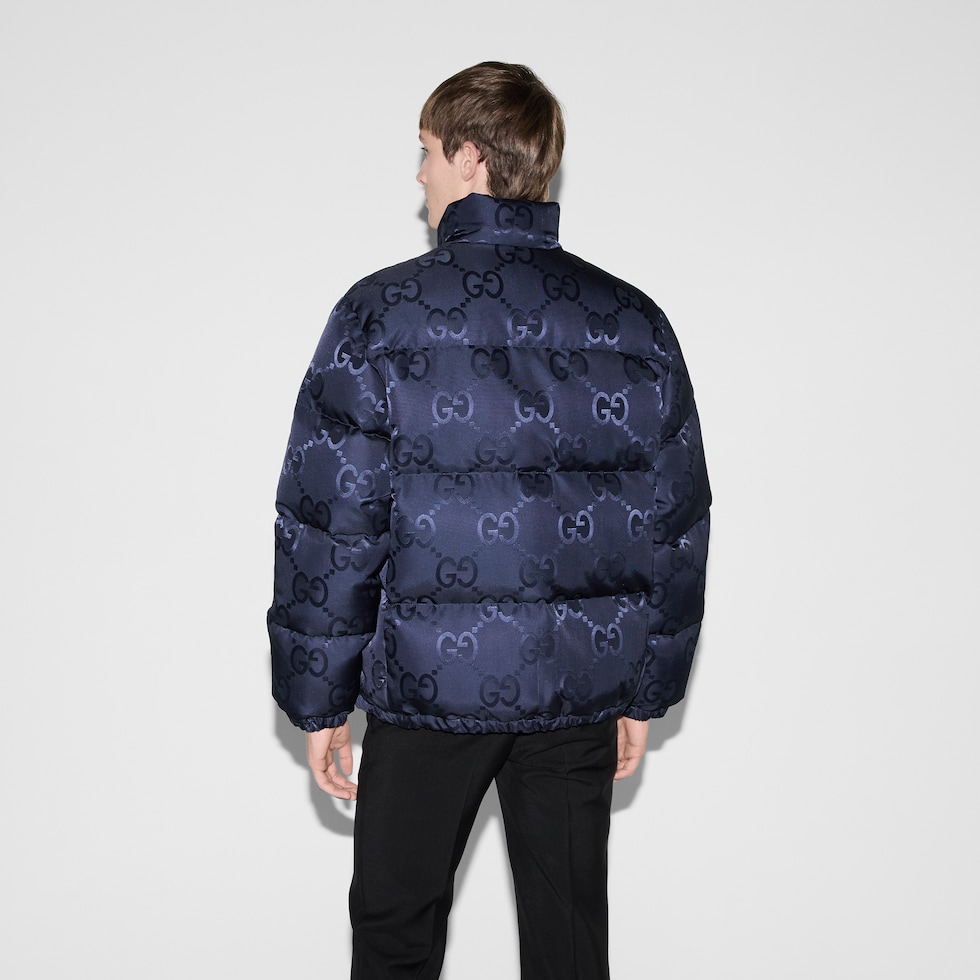 Jumbo GG canvas down jacket in blue GUCCI GR