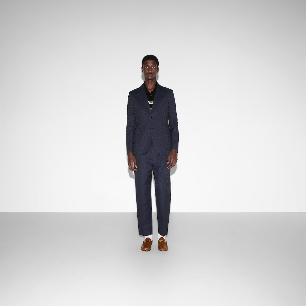 GG cotton blend formal jacket in blue | GUCCI® US