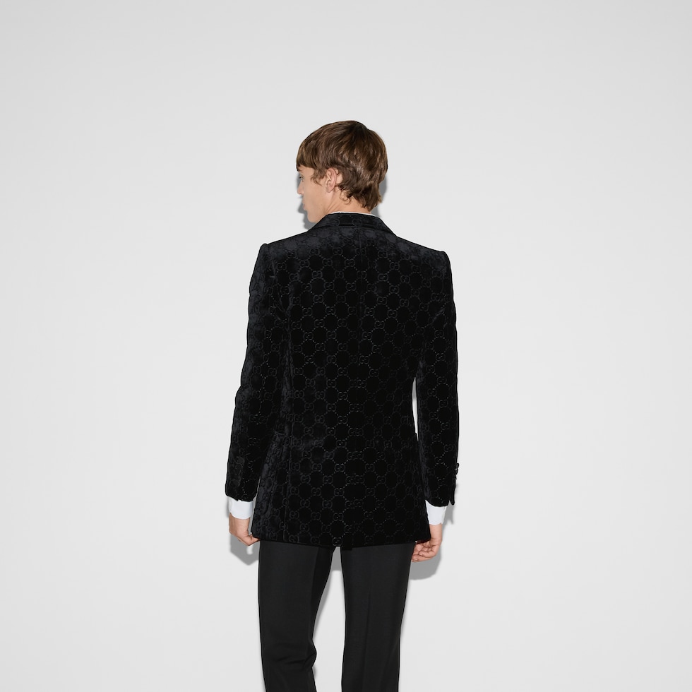GUCCI ブラック ベルベット ジャケット GG velvet jacket in black | GUCCI® SI