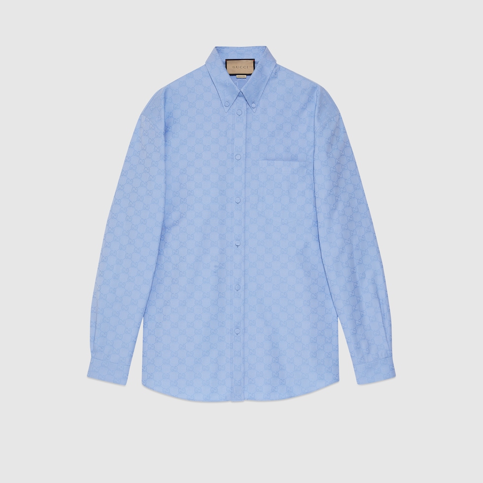 Tシャツ・カットソー GUCCI Light blue silk oversize shirt (837168Z7ATQ 4141) 547559_XJGY9_4392_001_100_0000