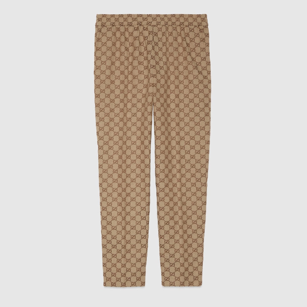 GG canvas jogging pant in camel and ebony | GUCCI® US