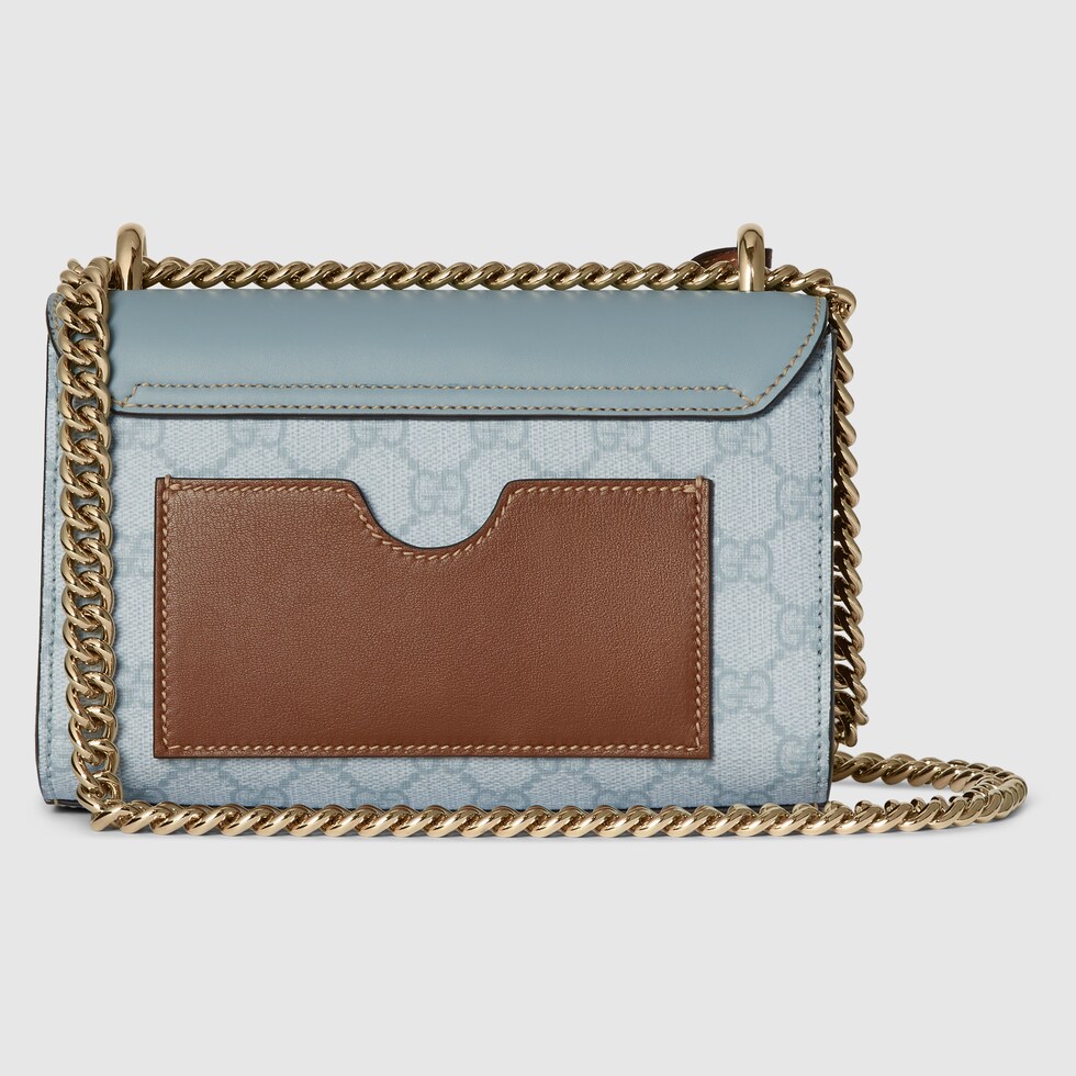 Padlock small shoulder bag in dusty blue leather | GUCCI® AE