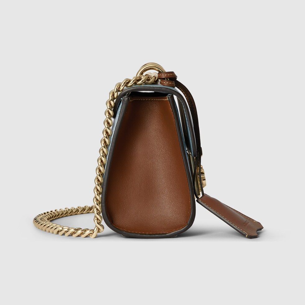 Padlock small shoulder bag in dusty blue leather | GUCCI® AE