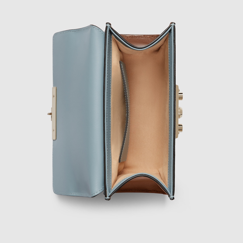 Padlock small shoulder bag in dusty blue leather | GUCCI® AE