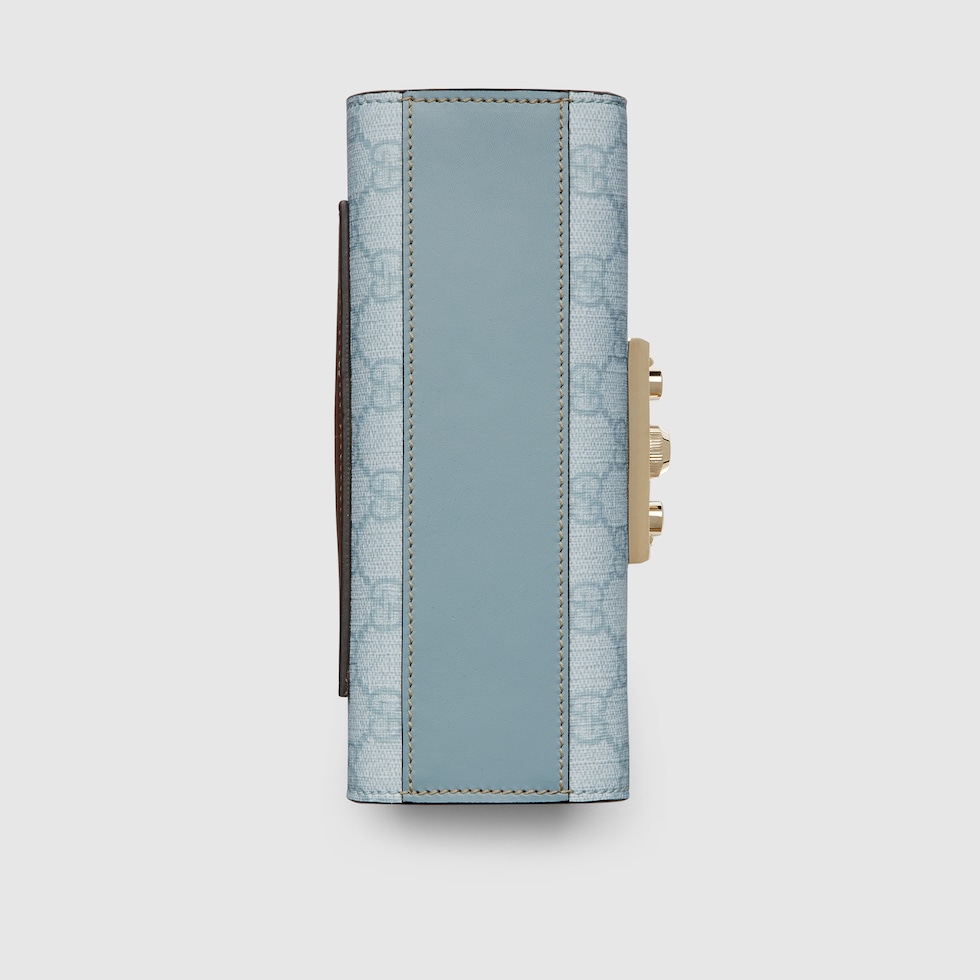 Padlock small shoulder bag in dusty blue leather | GUCCI® AE