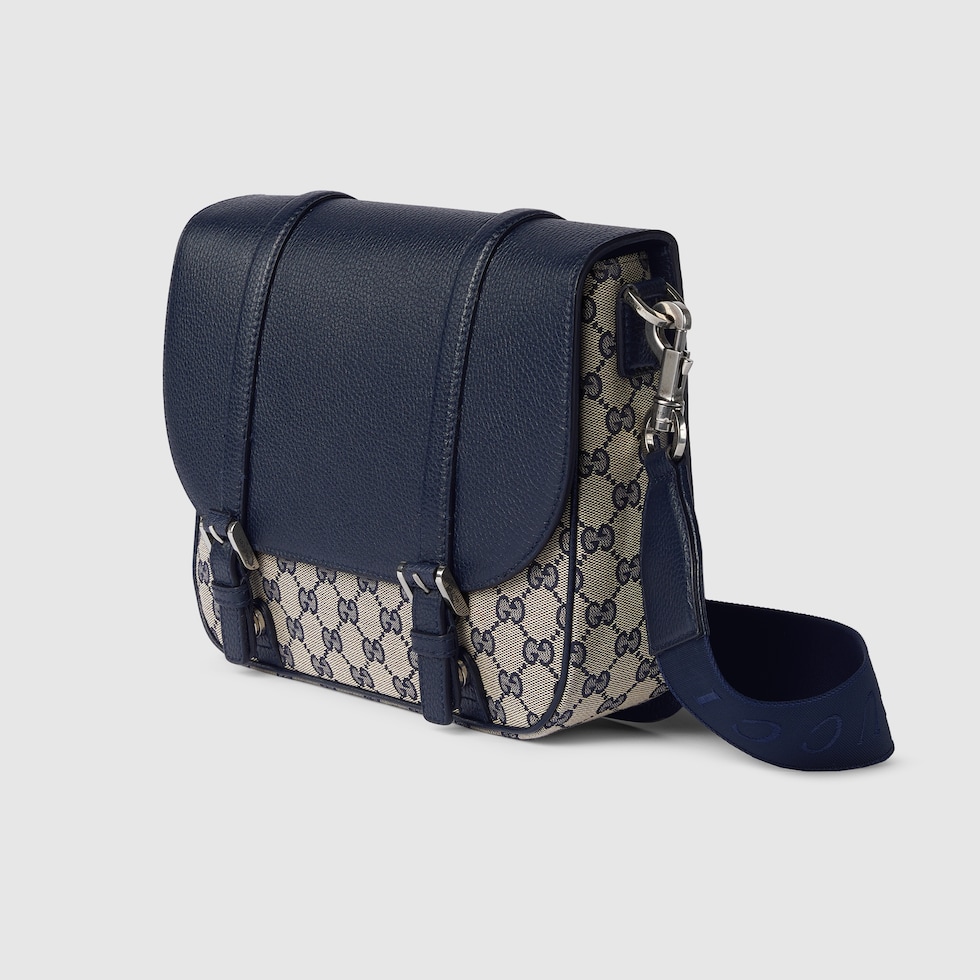 Gucci plus crossbody logo canvas shoulder bag blue shops grey