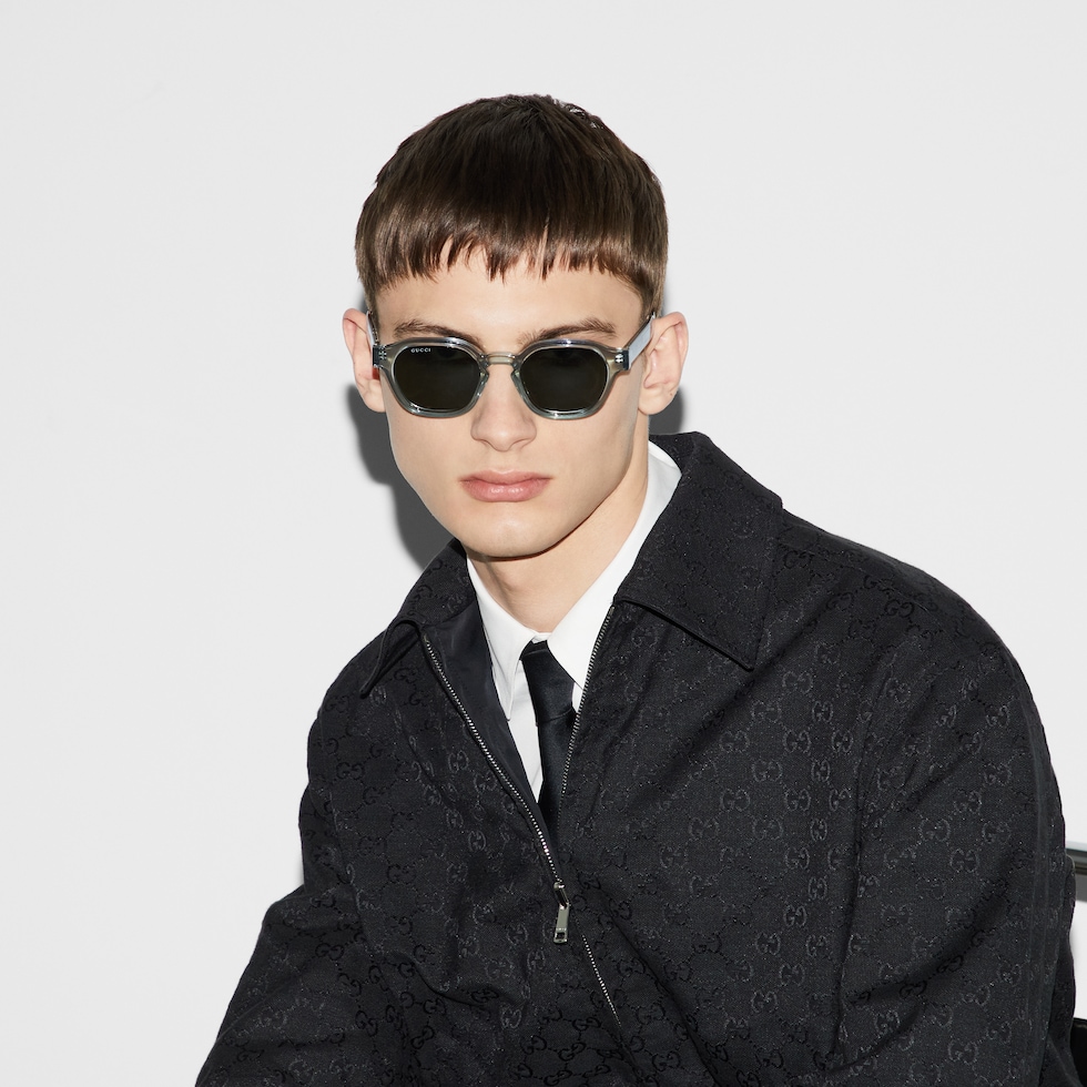 Square frame sunglasses in transparent grey | GUCCI® GR