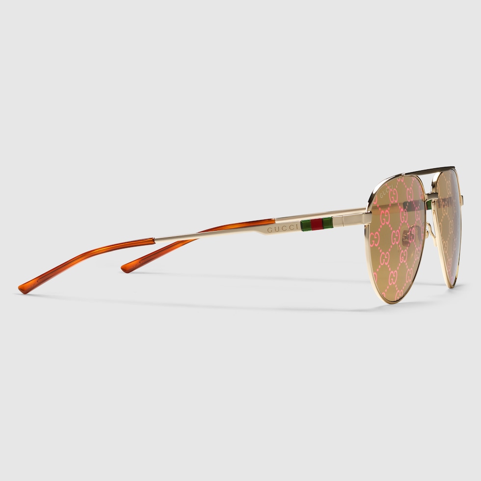 Gafas de sol con marco de aviador indorado GUCCI MX