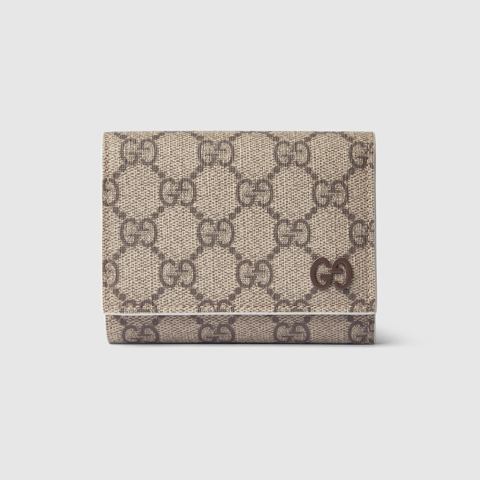 Ivory interior GG tri-fold wallet in beige and ebony Supreme