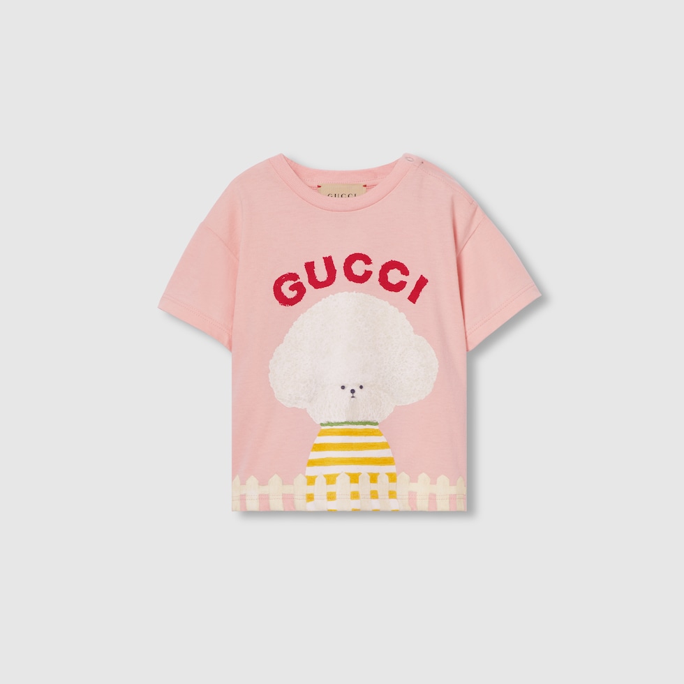 【ぽぽん】GUCCI ピンク刺繍 Tシャツ キム・スンヨン プリント コットン Tシャツピンク | GUCCI公式
