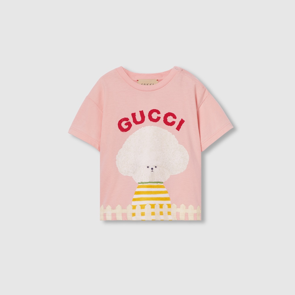 Baby T Shirt aus Baumwolle mit Print in rosa GUCCI DE