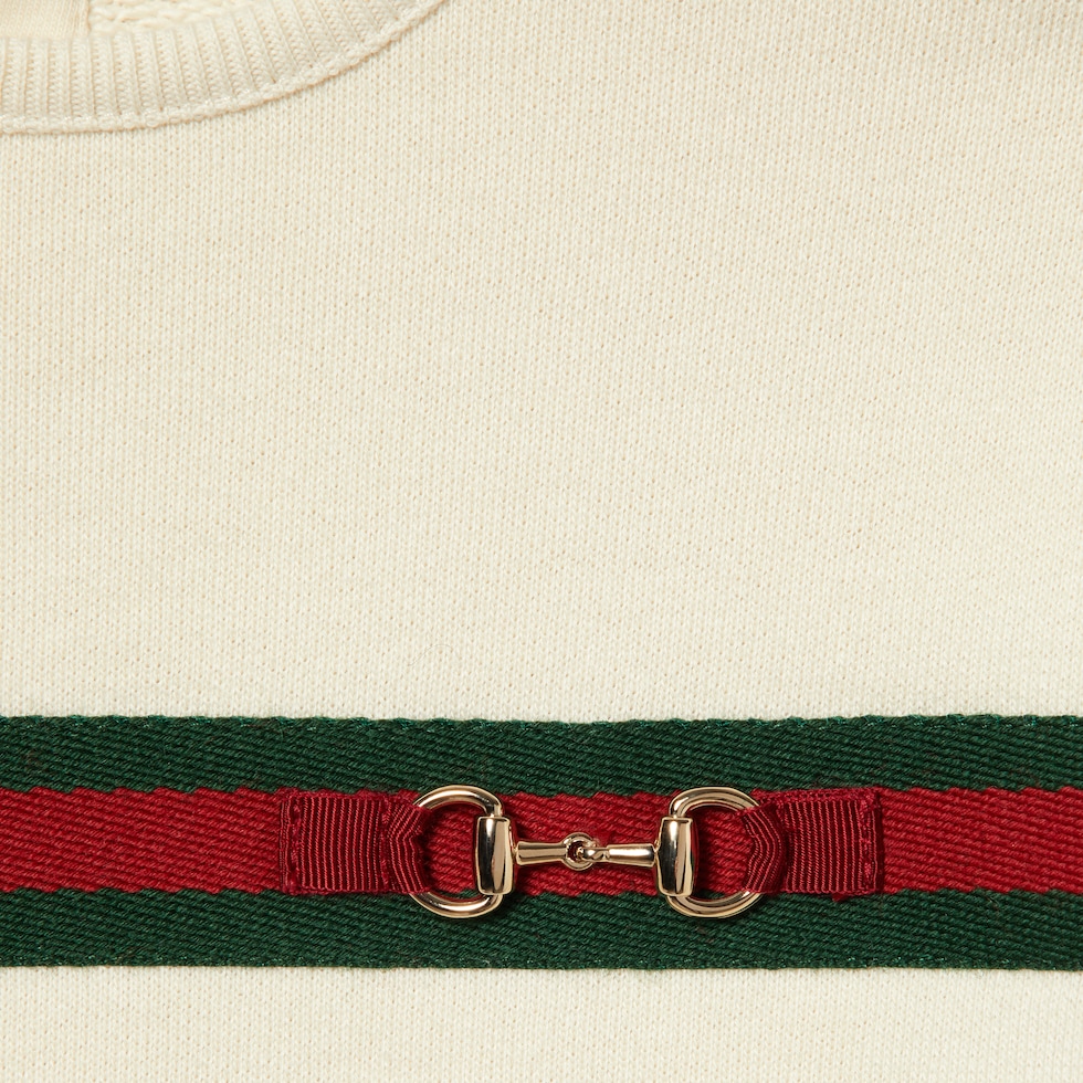 Baby cotton sweatshirt with Web in white GUCCI® NZ