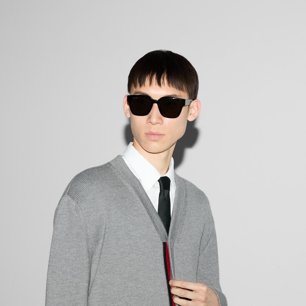 GUCCI サングラス GG1670SK-005 BLACK/GREEN ユニセックス Gucci Gg1670sk Black Male Rectangle Sunglasses | Eyewear Index