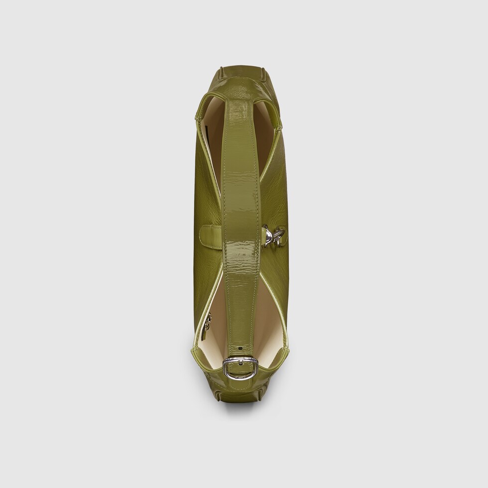 Jackie large shoulder bag in olive green patent leather Jackie large shoulder bag in olive green patent leather