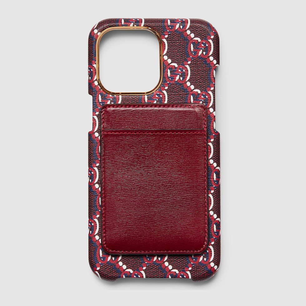 GUCCI Case For IPhone 15 Pro Max With GG Shadow Red GG Canvas