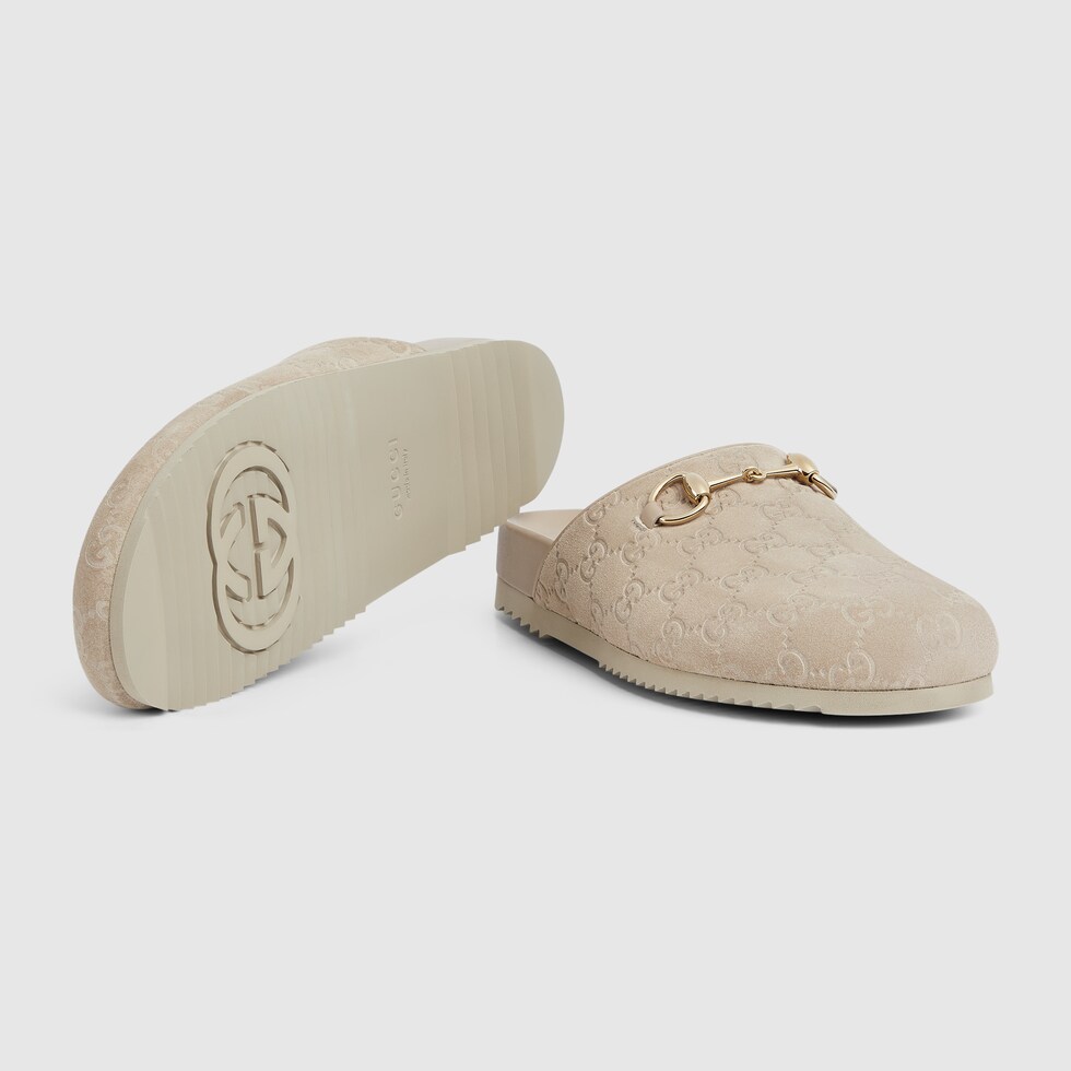 Women s Horsebit slipper in oatmeal GG suede GUCCI Canada
