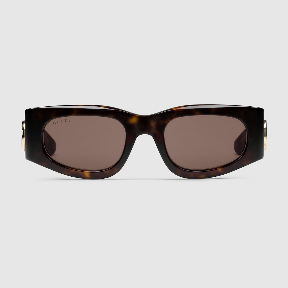 Gucci サングラス Rectangular fit optical frame in dark tortoiseshell | GUCCI® US