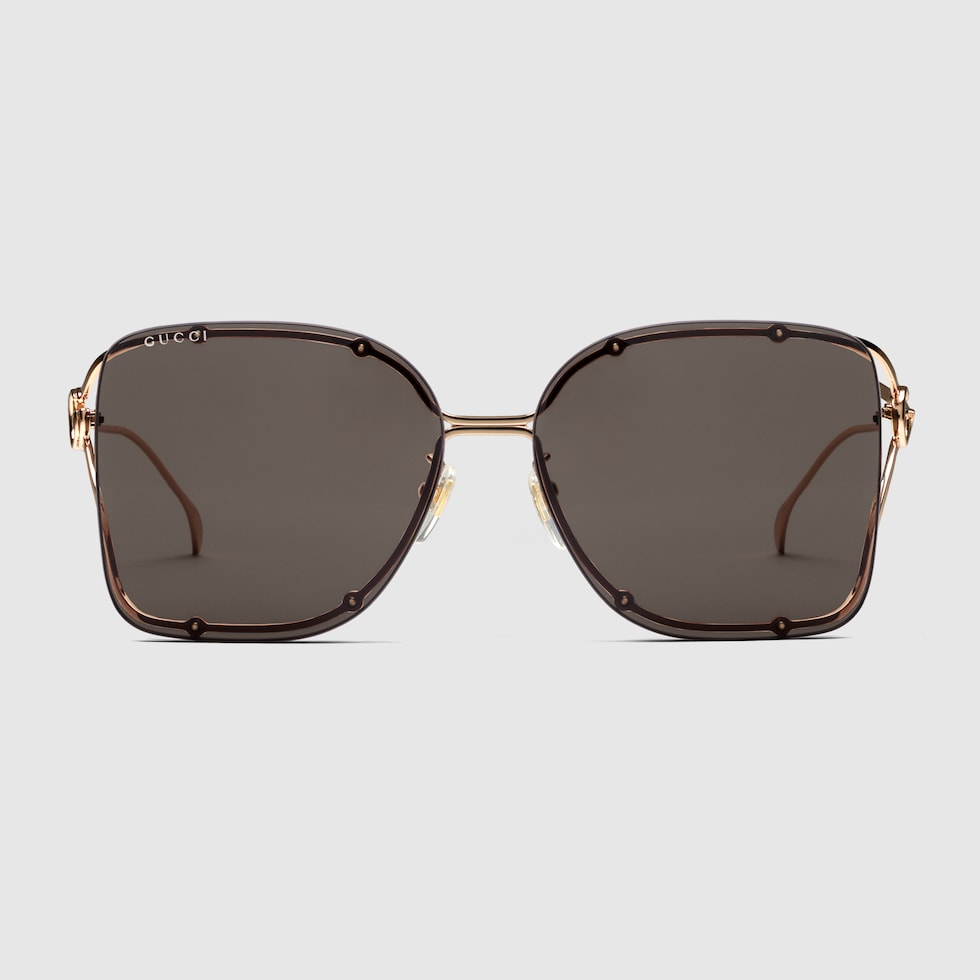 Square frame sunglasses in rose gold | GUCCI® US