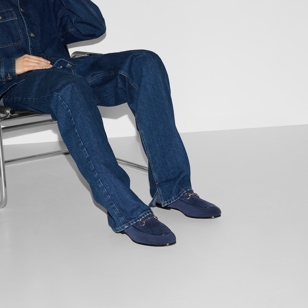 Herrenloafer mit Horsebit in dunkelblaues Wildleder | GUCCI® DE