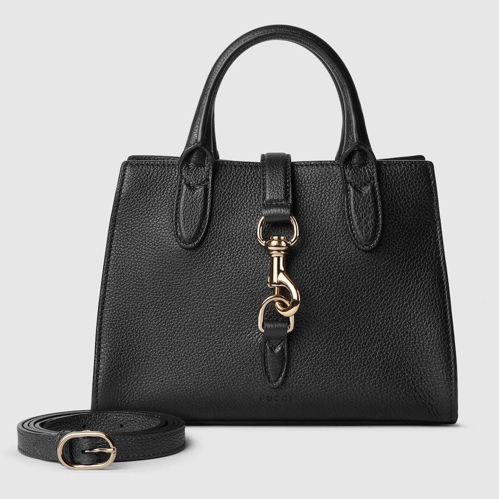 Gucci black leather tote bag online