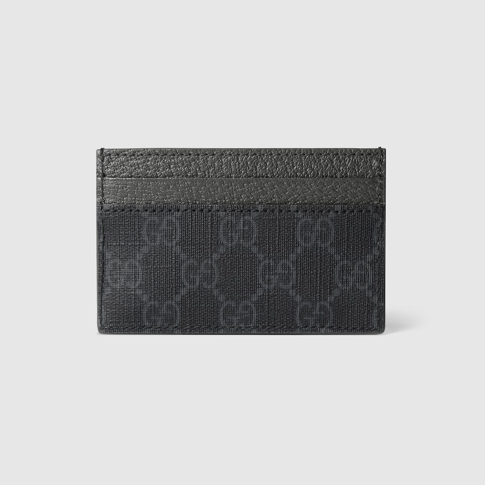 Grey trim GG card case in black GG Supreme | GUCCI® US