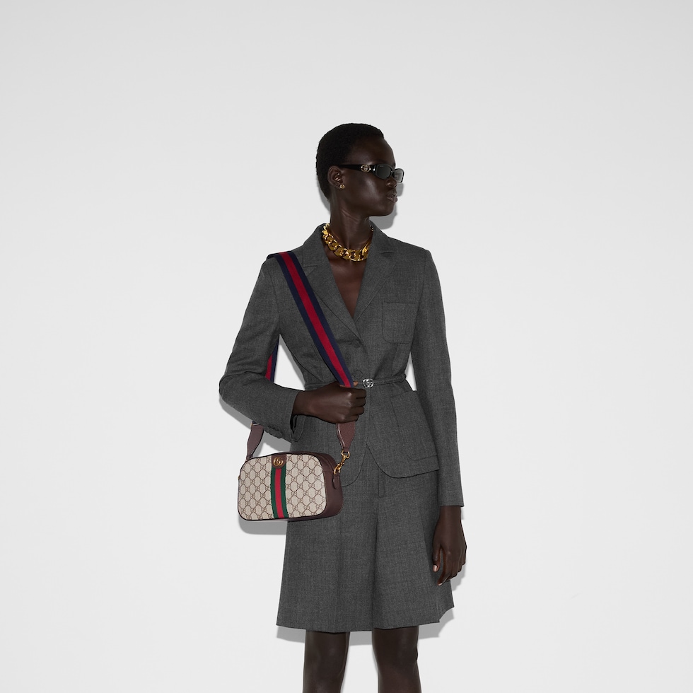 オフィディア〕スモール クロスボディバッグ ・ベージュ＆エボニー GG