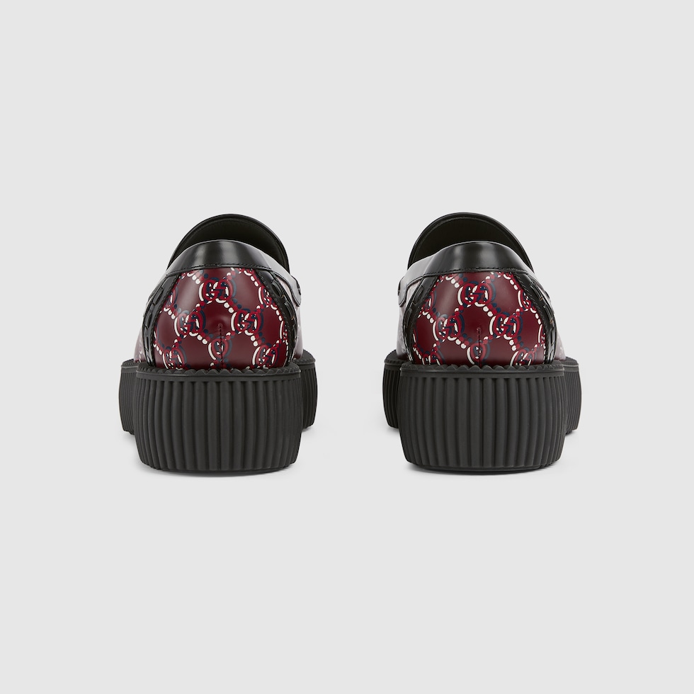 Men's Gucci Horsebit creeper loafer with GG Shadow in Rosso