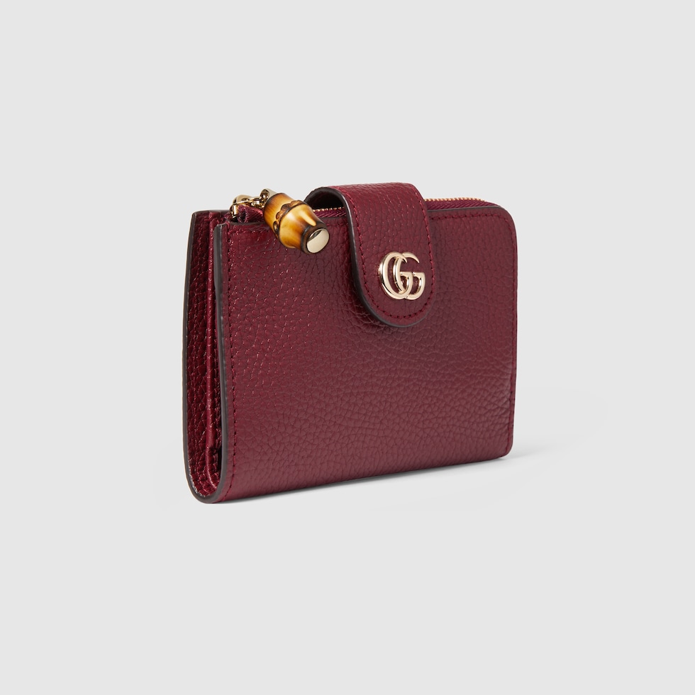 Medium Double G wallet with bamboo in Rosso Ancora red Medium Double G wallet with bamboo in Rosso Ancora red